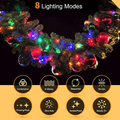 ANSIO® Christmas Lights 100 LED 10m/32ft Christmas Tree Lights for Indoor & Outdoor Multicolour Decorations Fairy String Lights for Xmas Garden Bedroom & Party | Mains Powered Green Cable