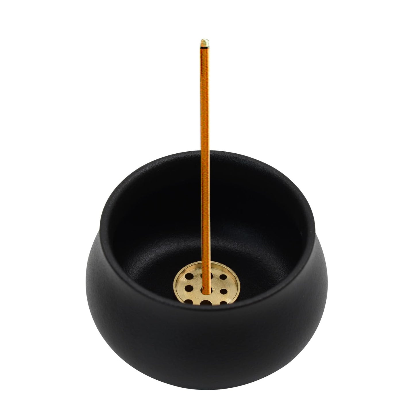 MrMrKura Ceramic Incense Holder for Sticks, Incense Burner Holder Ash Catcher with Non-Slip Pads, Incense Stick Holder for Unique Home Decor/Meditation/Yoga/Gift (Black)