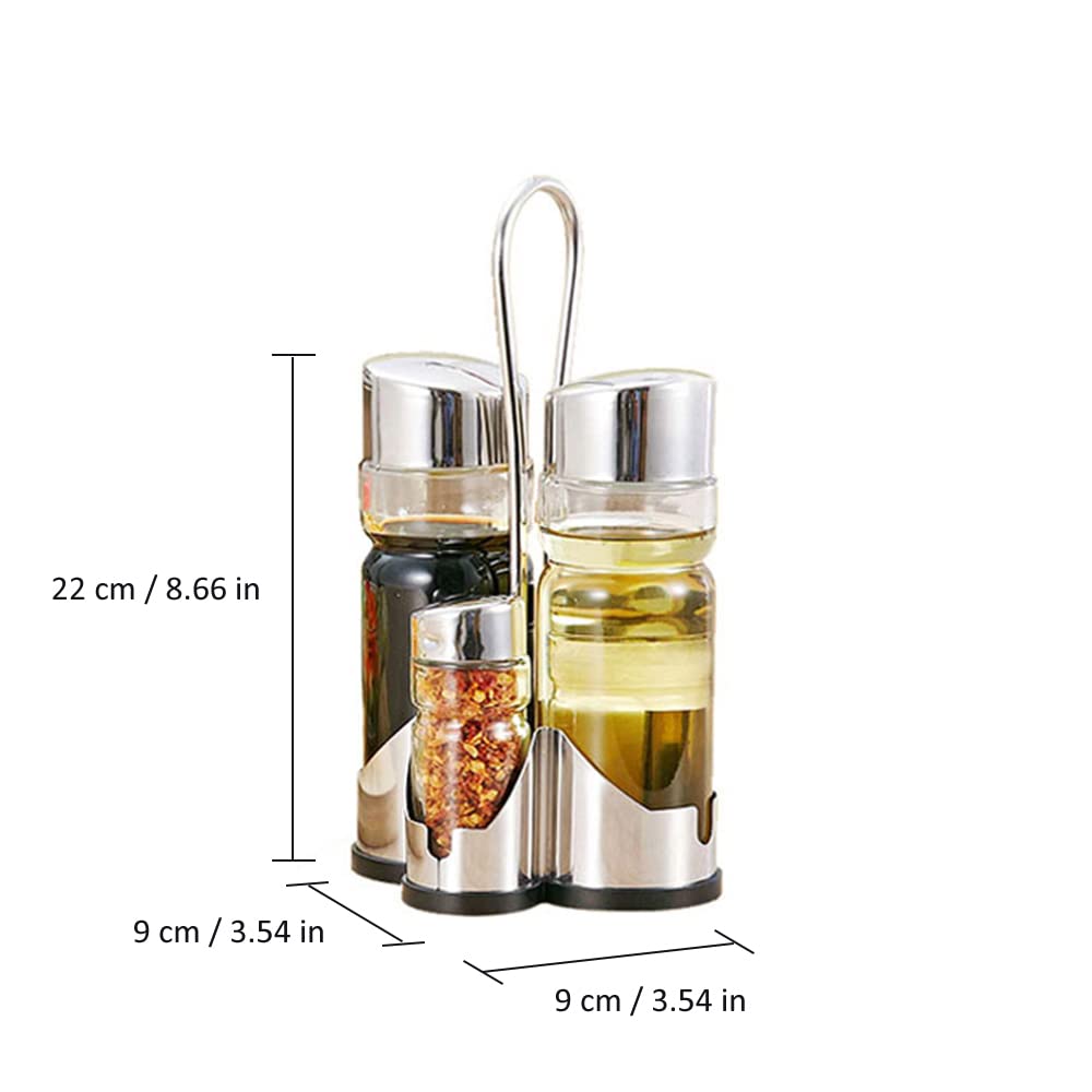 Seasoning Bottle Set, Multi purpose Oil Vinegar Salt Shakers with Stainless Steel, Suitable for Kitchen, Restaurant, Bar