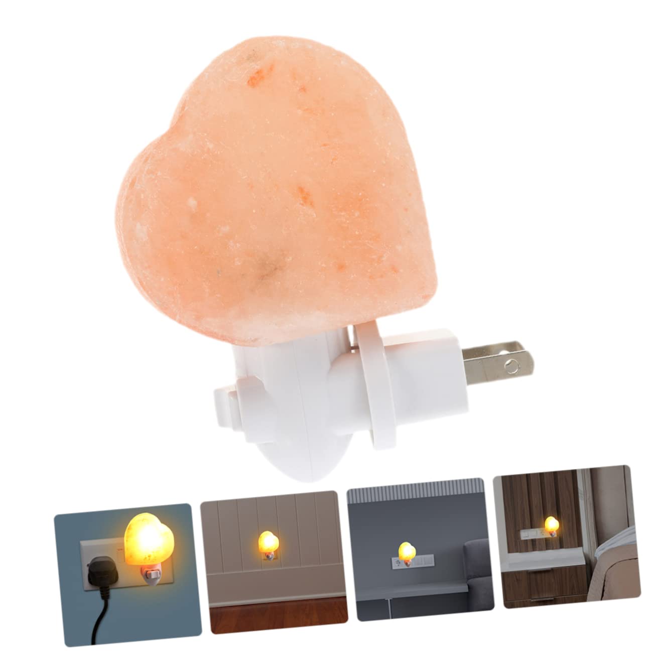 VALICLUD Himalayan Crystal Salt Night Shape LED Plug in Warm Glow Home Decoration for Bedroom Bathroom Corridor Yoga Meditation