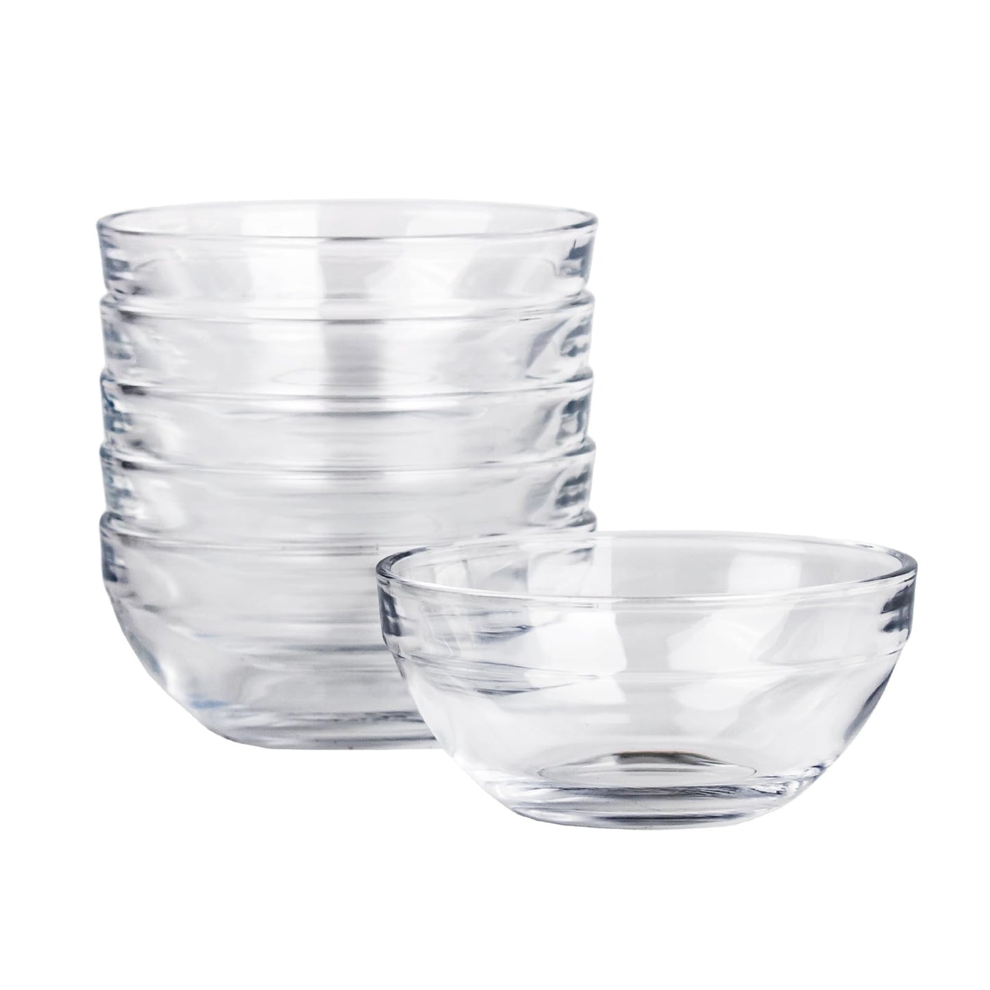 Iyulania 4.4 oz Clear Glass Bowl, Mini Prep Dish for Salt and Spices, Microwave and Dishwasher Safe, Stackable, Set of 6