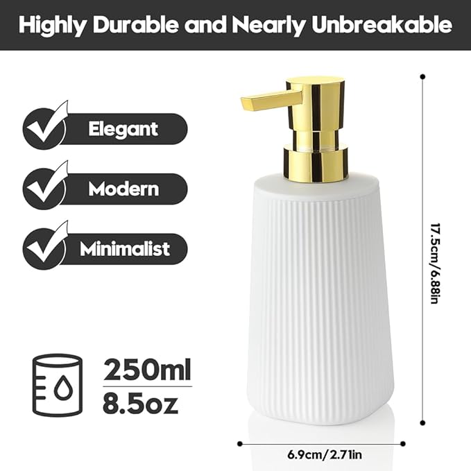 Small Soap Dispenser for Bathroom and Kitchen, Modern Farmhouse Striped Style