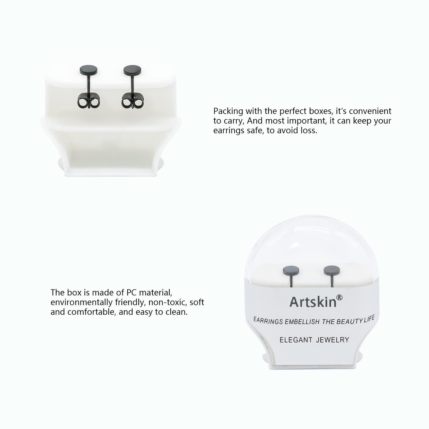 Artskin Titanium Flat Dot Stud Earrings for Women Men Girls Hypoallergenic Nickel Free Earrings 5mm Black Round Disc Earrings for Sensitive Ears (5mm, Black)