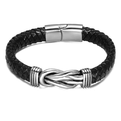 Jewellbox Men's Infinity Knot Leather Bracelet, Mens Leather Bracelet with Magnetic Clasp