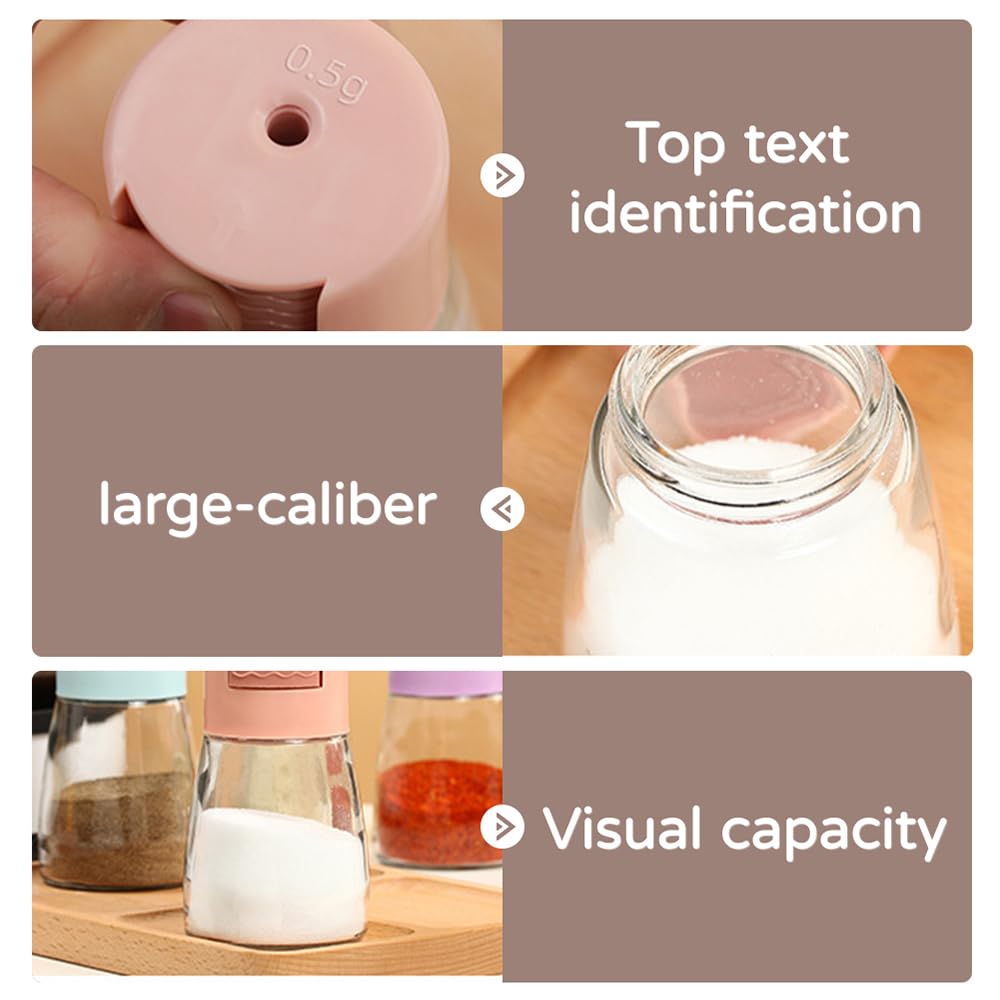 DONGKER Salt Pepper Shakers,4 PCS Precise Quantitative Push Spice Jars Press Type Salt Dispenser for Kitchen Daily Cooking