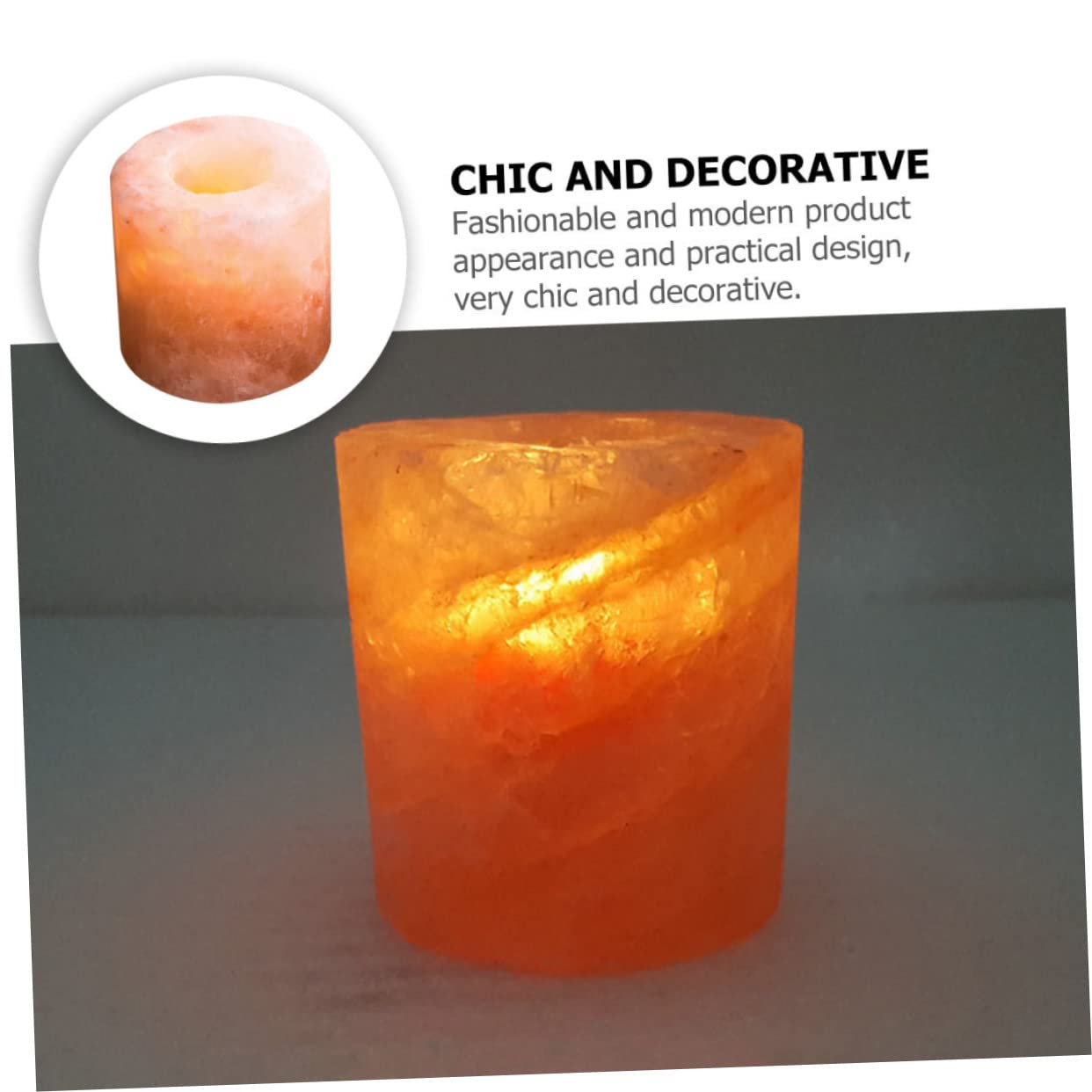 ULTECHNOVO Himalayan Crystal Salt Candle Holder Adjustable Meditation Centerpiece for Yoga 3-inch Natural Pink Rock Decorative Table Stand for Home Decor and Spiritual Practices