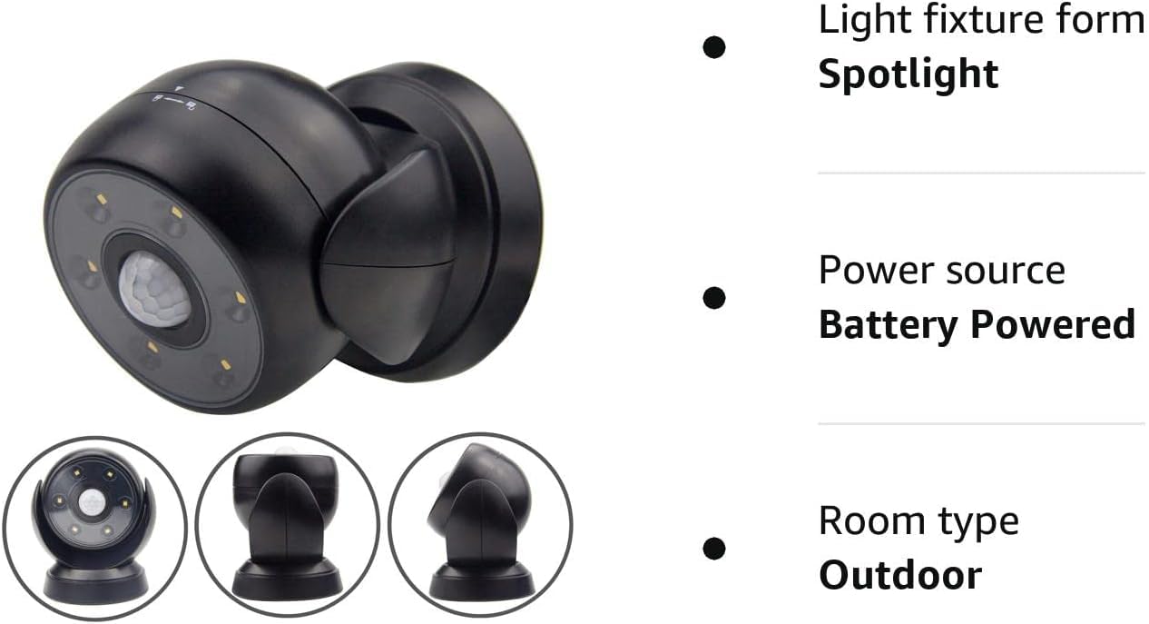 BIGLIGHT Wireless Motion Sensor Floodlight - Outdoor Spotlight, 200 Lumens, Waterproof, Rotatable Wall Light for Driveway, Hallway
