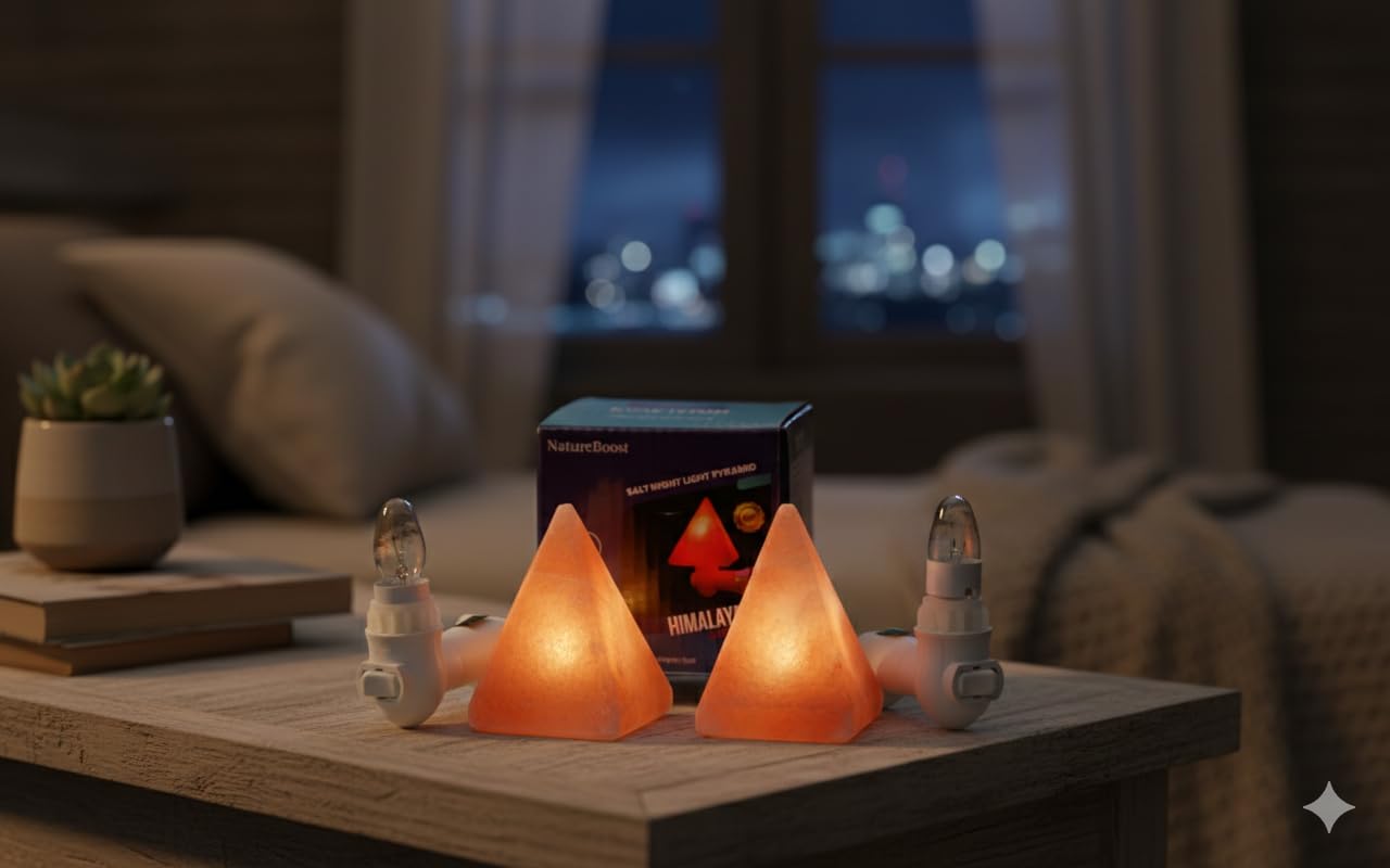 NatureBoost Himalayan Pink Salt Night Lights (Pyramid, 2)