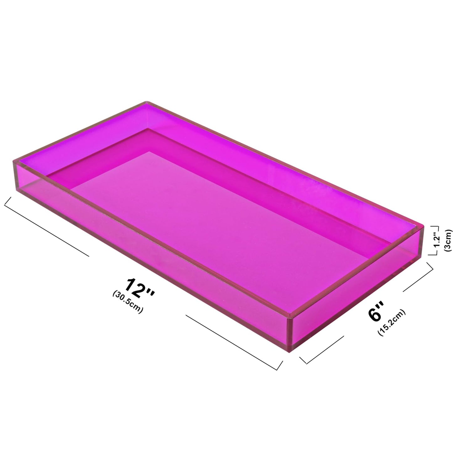 Acrylic Tray for Vanity Makeup Perfume Jewelry 12x6'' Small Decorative Tray for Bathroom Dresser Tops Candle Sink Counter, Purple