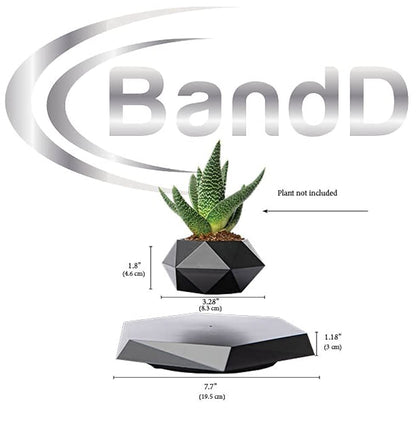 BandDlevs Floating Pots for Plants - Levitating Pot - Levitating Planter for Bonsai, Succulents, Air Plants - Floating Magnetic Display for Home Office Desks - Magnetic Levitation Plant Holder (Black)