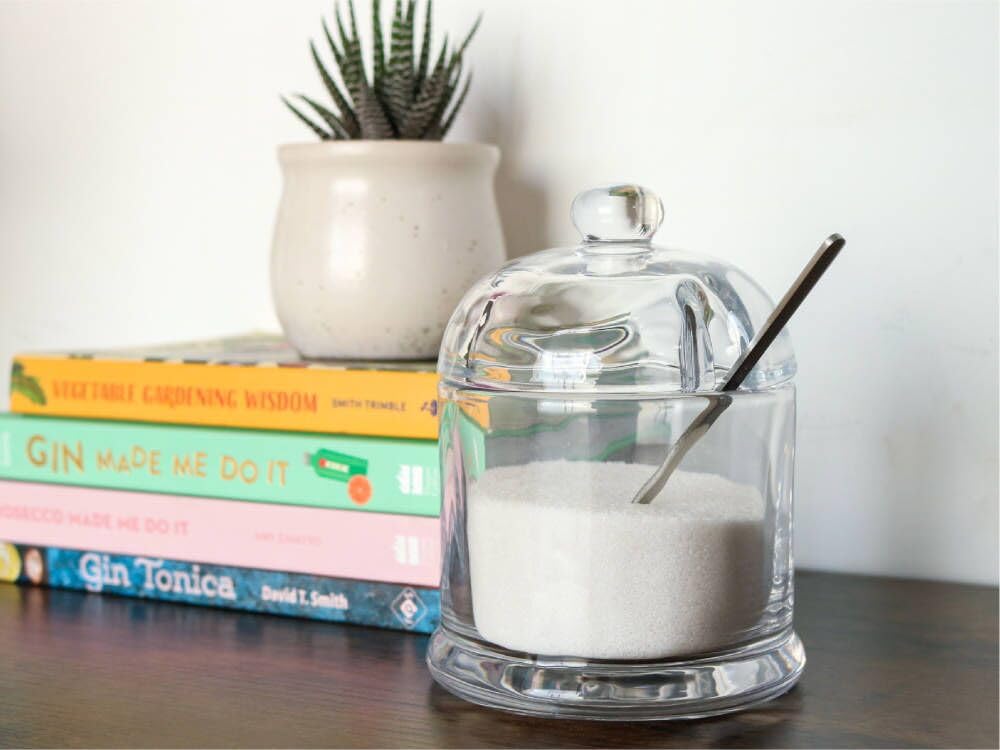 HillSpring Glass Toothpick Jar with 200 Bamboo Toothpicks, 1 Pack + Thick Glass Salt Cellar with Stainless Steel Spoon, Heavyweight Spices Jar, 10 oz, 1 Pack