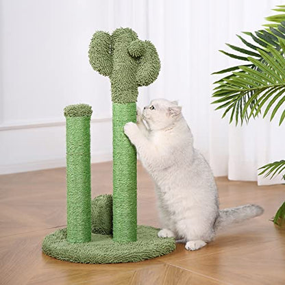 Amazon Basics Cat Scratching Post for Indoor Cats, Cactus Cat Scratcher Triple Posts, 68 cm, Green
