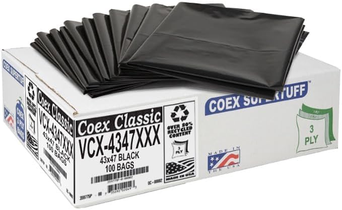 Aluf Plastics - Value COEX 3 Ply Garbage Bags, 56 Gallon, 2 Mil