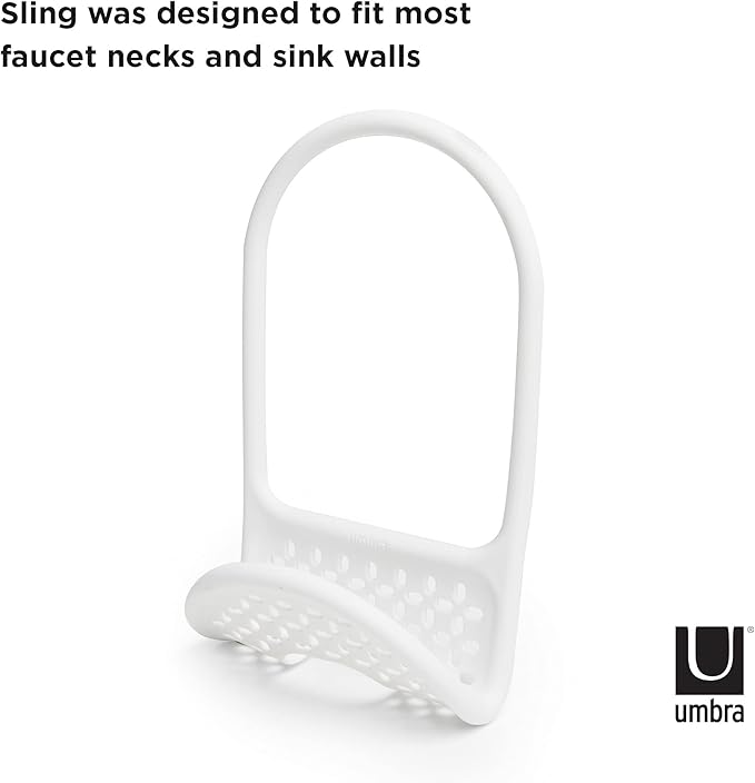 Umbra Sling Kitchen Sink Caddy Sponge Holder, Hangs Over Faucet or Divider