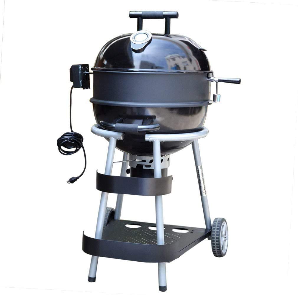 Onlyfire BRK-6025 Enamelled Rotisserie Ring Kit Fits Weber 57CM Charcoal Kettle Grill with Electric Motor for UK fits Most Others 57 CM Kettle BBQ