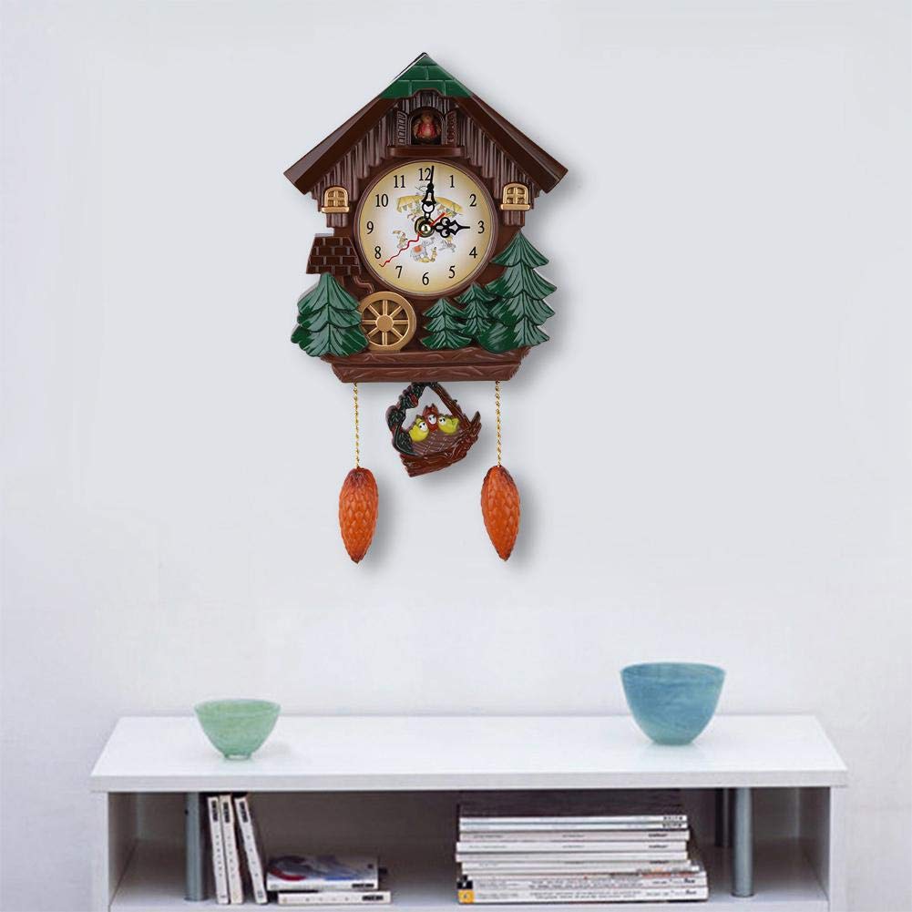 AUNMAS Cuckoo Clock with Sound, Traditional Style Wooden Quartz Movement, Wall Mount Tabletop Display Grandfather Clock for Home Office Decor