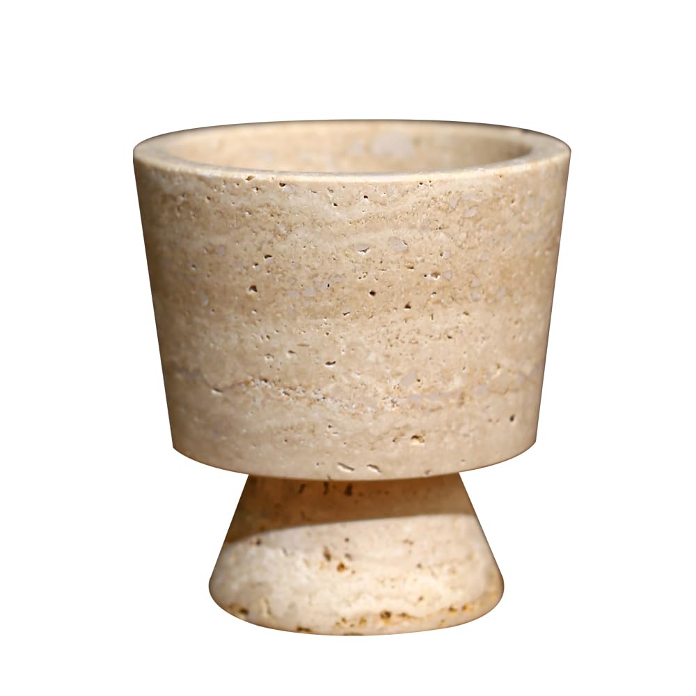 Premium Natural Marble Small Stone Pillar Candle Holder, with Unique Veined Pattern, Decor for Desk, Nightstand, Bathroom or Living Room, Luxe Home for Tea Light
