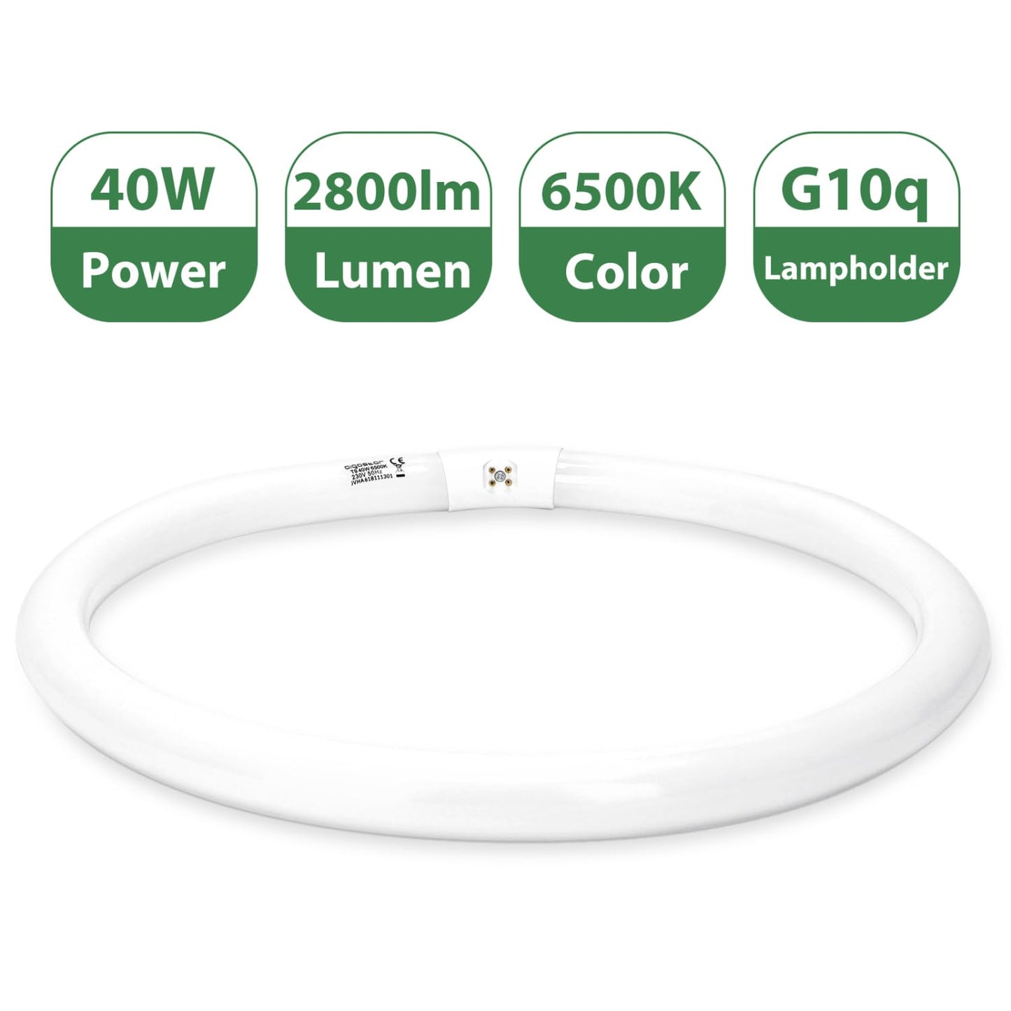 Aigostar 40W T9 Circular Fluorescent Light Tubes, Energy Saving Fluorescent Tube Lights 6500K Cool White G10q 2800LM