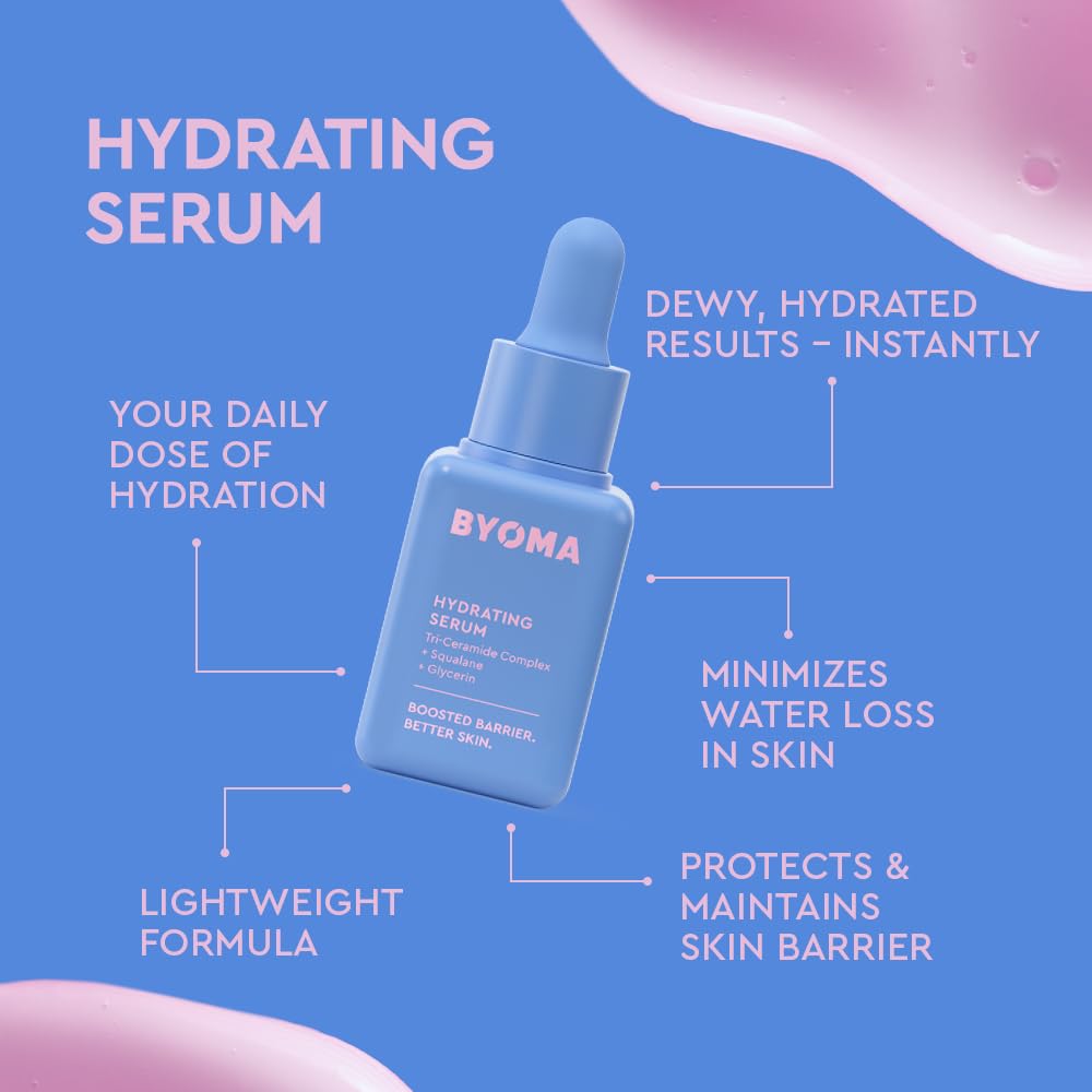 BYOMA So Hydrated Set - Barrier Repair Skincare Set (30ml, 15ml, 15ml) Creamy Jelly Cleanser, Hydrating Face Serum and Ceramide Face Moisturiser for Dry Skin - Anti Wrinkle, Alcohol Free, Vegan