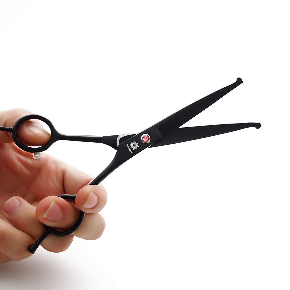 Dream Reach Professional 7.0 Inches Dog Grooming Scissors Kit Cutting Curved Scissors Thinning Shears Grooming Comb Pet Hair Trimming Scissors Set for Dogs and Cats (4-Set Blunt Tip)