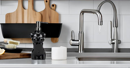 NEWHENGS Ceramic Soap Dispenser Hand Lotion Liquid Dispenser Refillable for Kitchen and Bathroom Decorative (Black)
