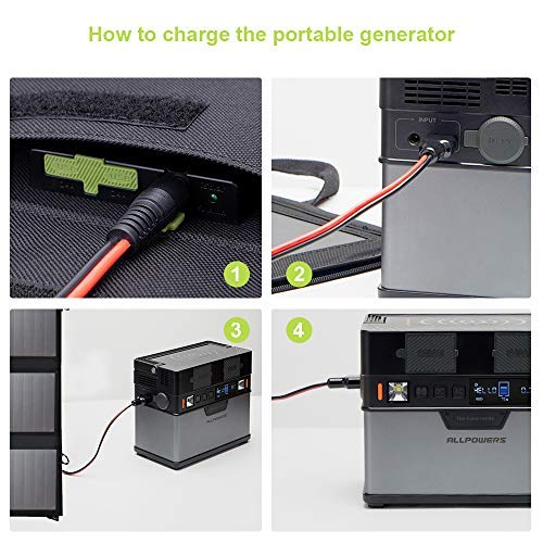 ALLPOWERS Solar Charger 100W Solar Panel Foldable Portable with Dual 5v USB18v DC for Laptop, Tablet, Notebook, 12v Car, Boat, RV Battery, Camping, Hiking, Travel