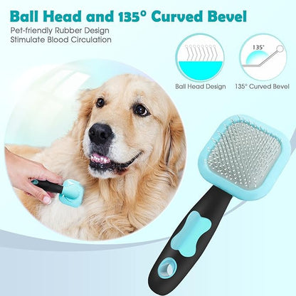 PETPAWJOY Dog Cat Slicker Brush, Gently Cleaning Pin Brush for Shedding Dogs Hair Brushs for Small Puppy Yorkie Poodle Rabbits Cats