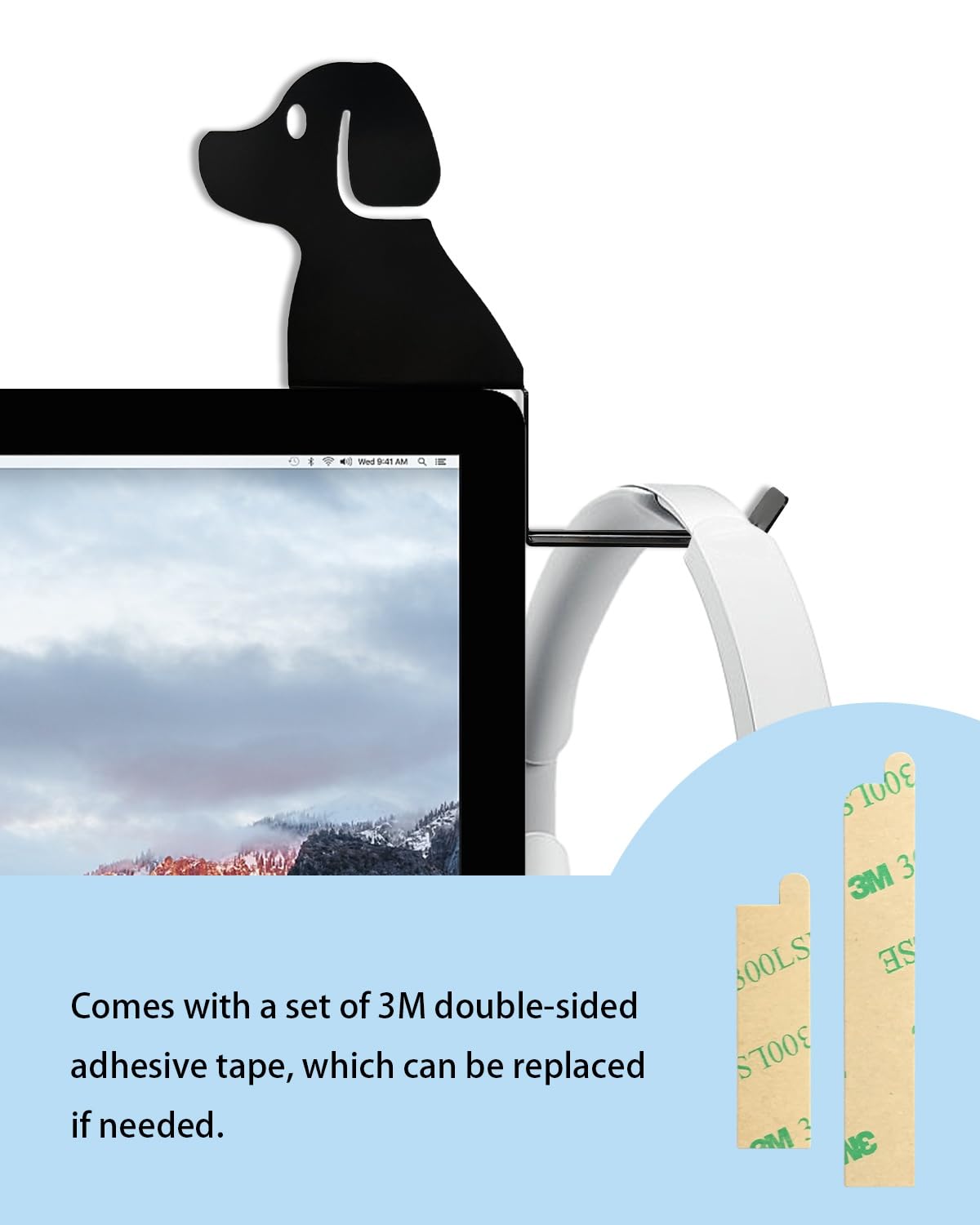 FEYRUN Monitor Stand, Puppy Tail Hook for Headphone, Saves Desk Space and Protects Headphones, Organizer Decorative Hanger for Hanging Keys Cables and More (Black)