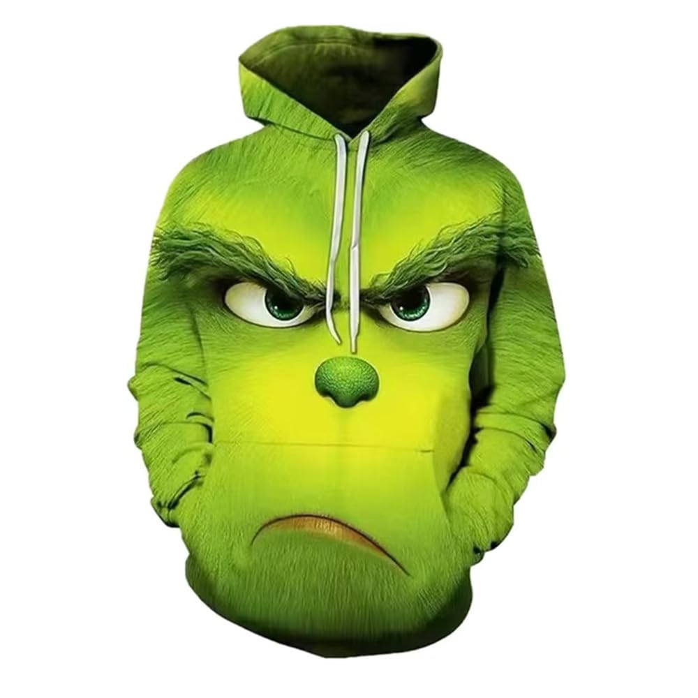 Unisex Christmas Hoodie Novelty Sweatshirt, Halloween Pullover Hooded With Pocket (US, Alpha, Medium, Regular, Regular, greenL)