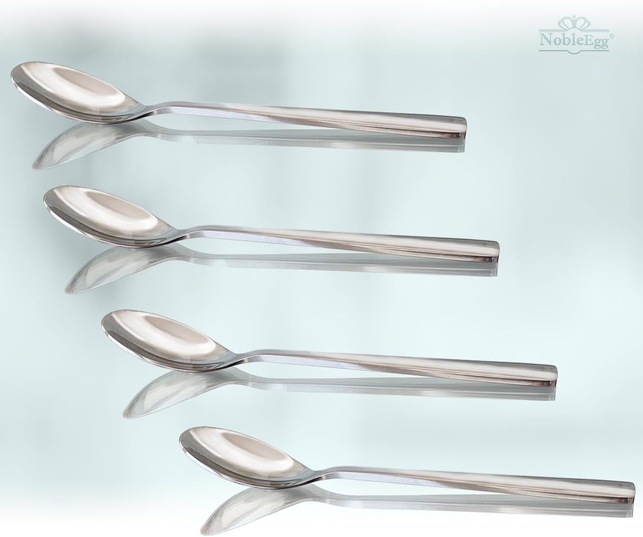 NobleEgg Egg Spoons for Soft Boiled Eggs, Coffee, Desserts | 18/8 Stainless Steel | 5.5 inches | Set of 6