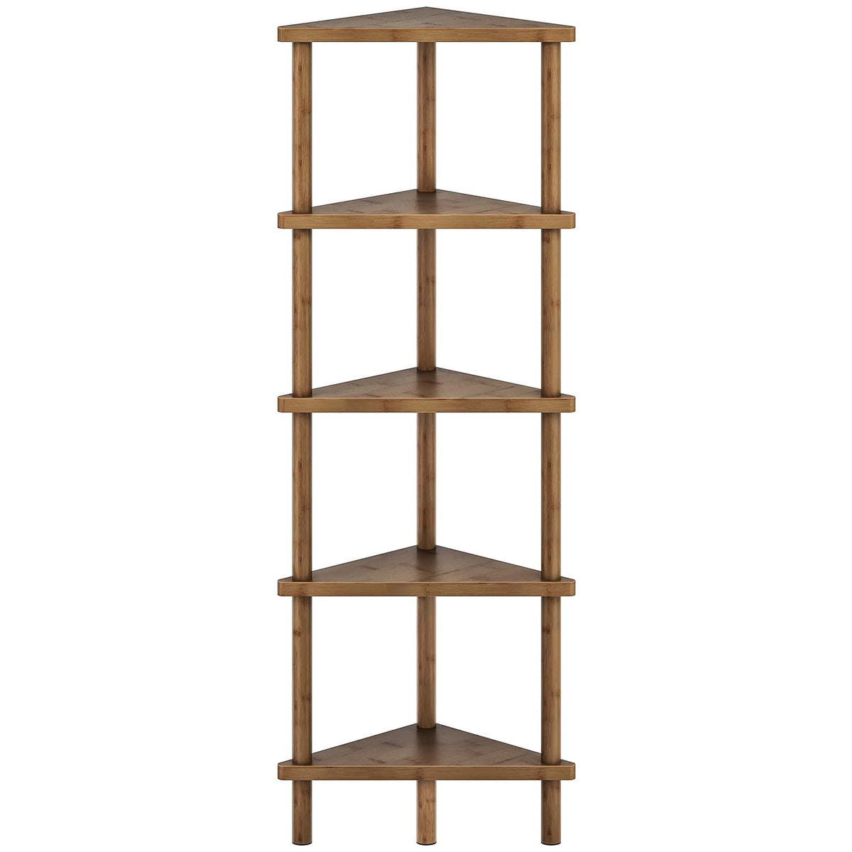 HOOBRO Corner Shelf Stand, 5-Tier Bamboo Corner Bookshelf, Plant Display Shelf, Corner Bookcase, Multipurpose Shelving Unit for Small Space, Living Room, Easy Assembly, Mocha MA20CJ01