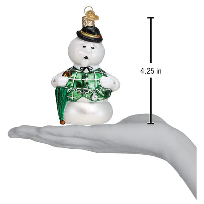 Old World Christmas Sam The Snowman Glass Blown Ornament for Christmas Tree, Handcrafted Holiday Decoration, Rudolph Collection