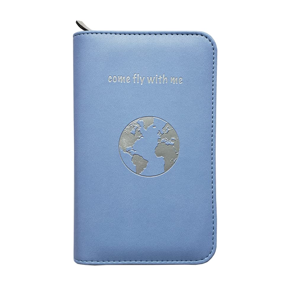 Phone Charging Passport Holder with Removable Fast Charging Power Bank that holds money, cards, phone, travel docs- RFID Blocking - Compatible with All Phones - Travel Accessories (Sky Blue)