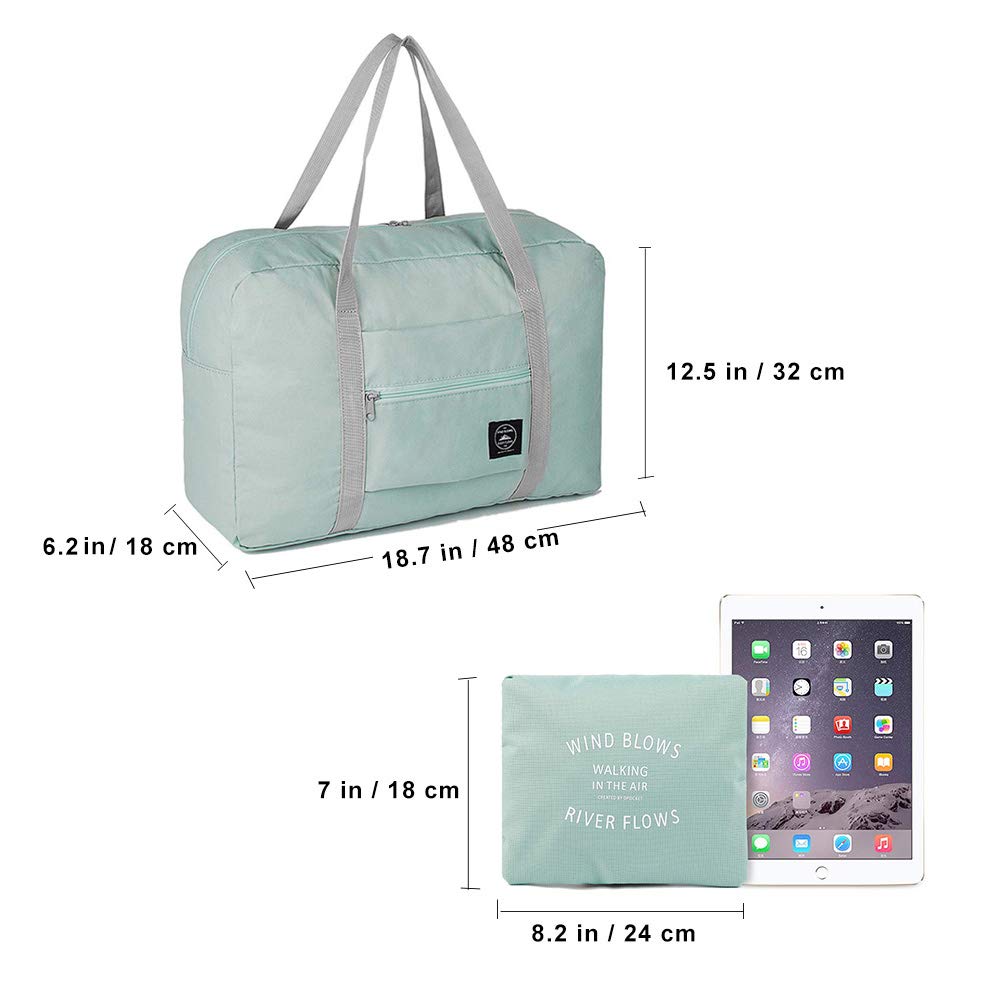 (2 Pack) Foldable Travel Duffel Bag, Waterproof Airlines Carry On Luggage Bag, Lightweight Travel Luggage Bag for Sports, Gym, Vacation (Light Blue,Dark Blue)