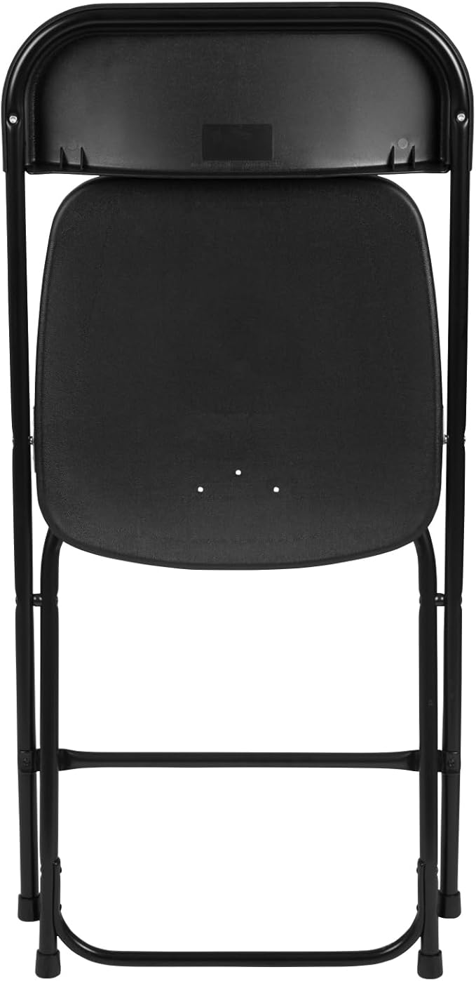 Flash Furniture Hercules Series Plastic Folding Chairs for Parties and Weddings, Stackable Commercial Event Seats with 650-lb. Static Weight Capacity, Set of 4, Black