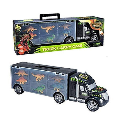 Akokie Dinosaur Toys for Boys Girls - Kids Toys Transport Carrier Truck with Dinosaur Animals Toy 12 Pcs Double Side Storage Set Birthday for Kids Boys Girls 3 4 5 6 Years Old