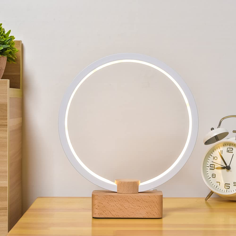 LONRISWAY LED Wood Table Lamp, Bedroom Bedside Night Light, Dimmable Led Lighting, Creative Home Decor, Unique House warmging Gift 1.3m Cable, 5W 350LM Nightstand Lamps