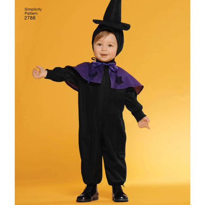 Simplicity 2788 Lamb, Chick, Witch, Pumpkin and Lady Sewing Pattern for Toddlers Halloween Costume, Sizes A 1/2-4