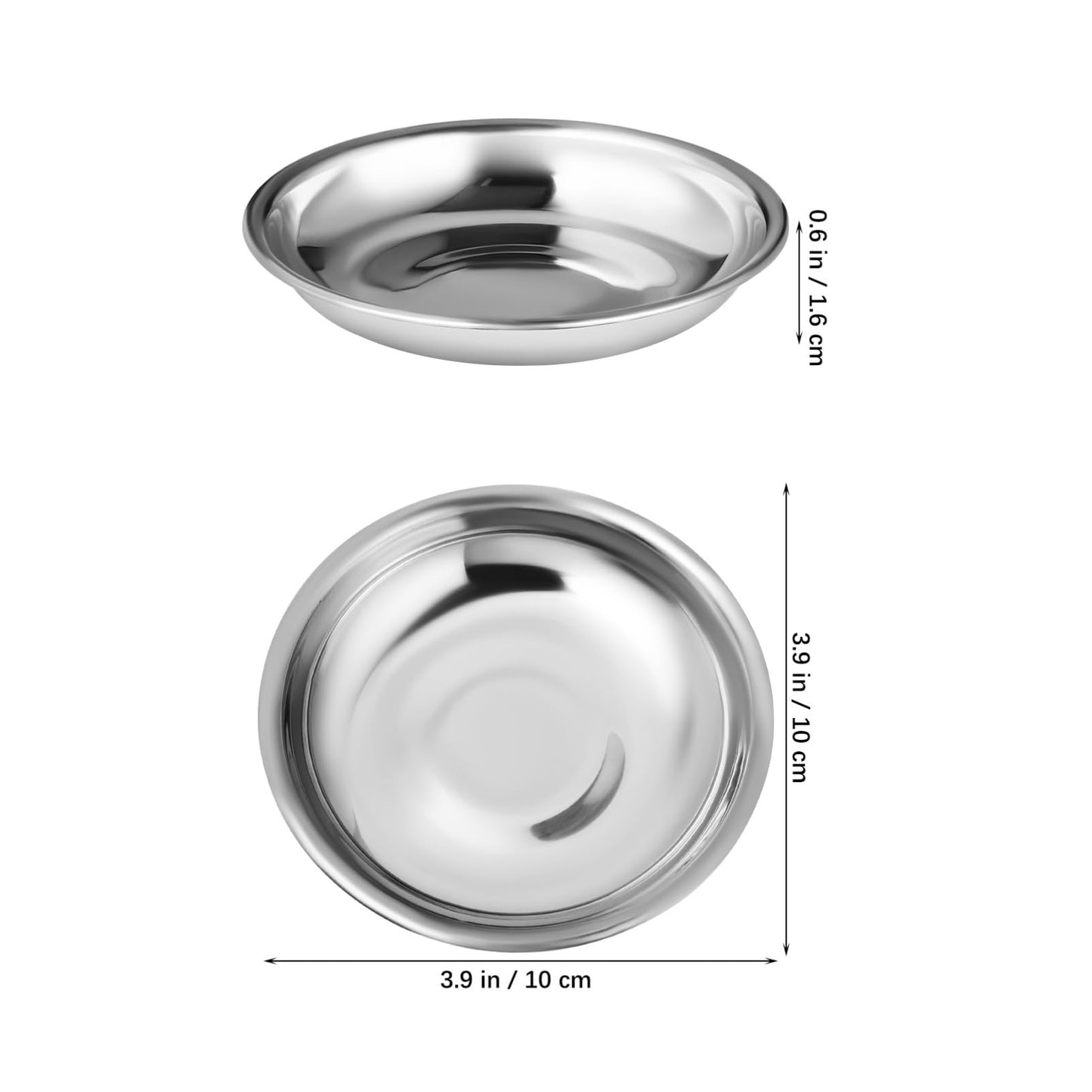 BESPORTBLE Stainless Steel Small Plates 10-Pack 4 Inch Round Sauce Dishes for Condiments Mustard Bowls Appetizer Plates for Home Restaurant Outdoor Camping and Bbq