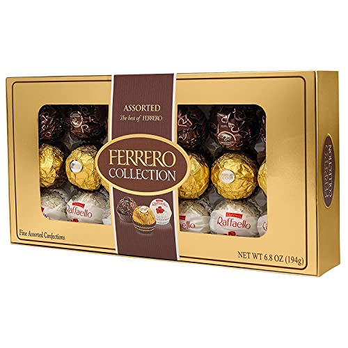 Ferrero Collection Gourmet Gift Box, 24 Assorted Confections with Hazelnut, Dark Chocolate and Coconut, 9.1 oz