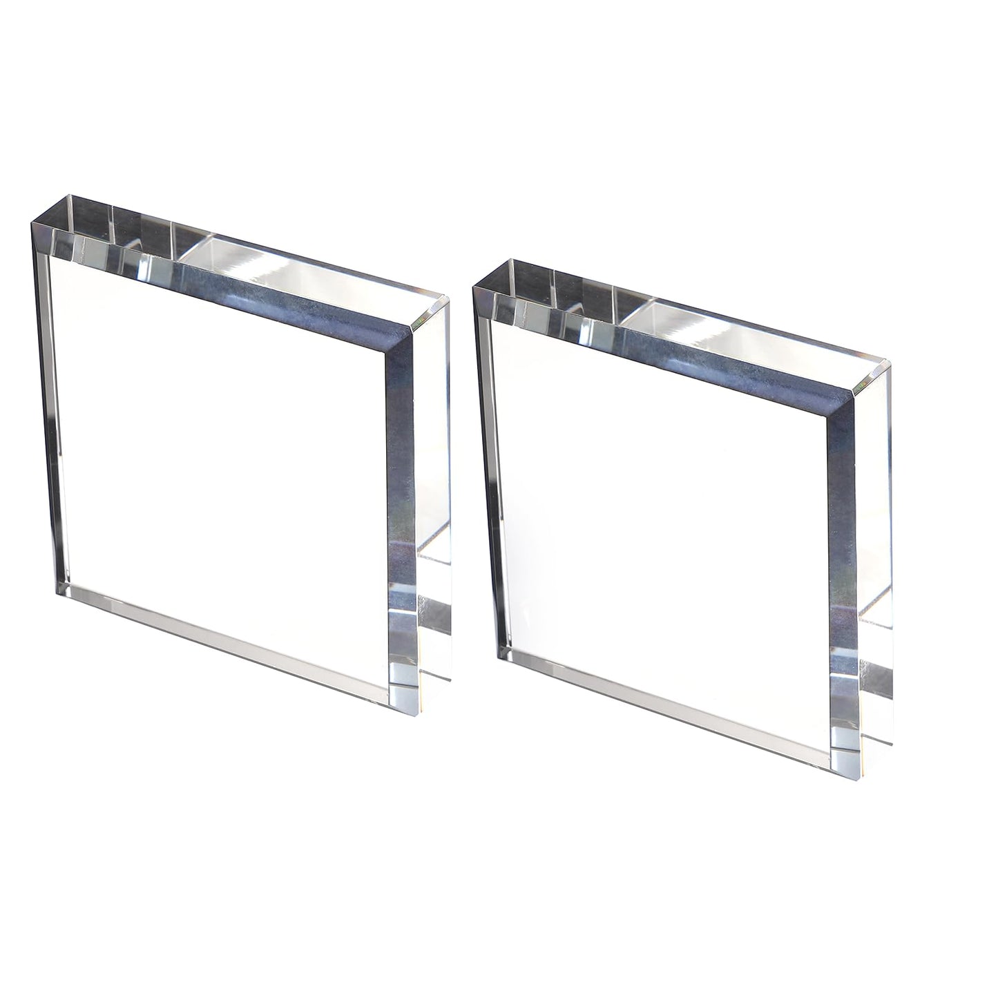 PATIKIL 2 Pcs Clear Crystal Paperweight, 2.76 x 2.76 x 0.59 Inch Clear Paperweight Decorative for Home Decoration Reading Photography Daily Office Gifts, Clear(Square)