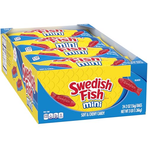 SWEDISH FISH Mini Soft & Chewy Candy, Bulk Candy, 24 - 2 oz Bags