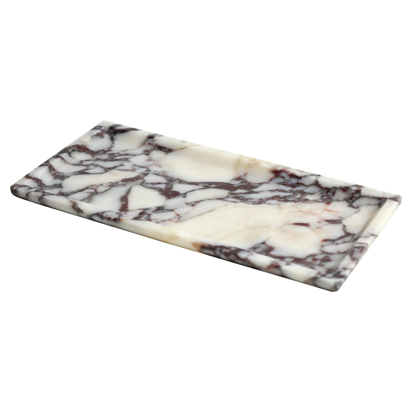 DUANYAN Natural Marble Tray, Coffee Table, Food, Fruit, Paper Cup, Cake Display, Coffee bar, Family Gatherings, Seasonal Holiday Decoration Tray(Viola-rectangle-11 x5 x0.7)