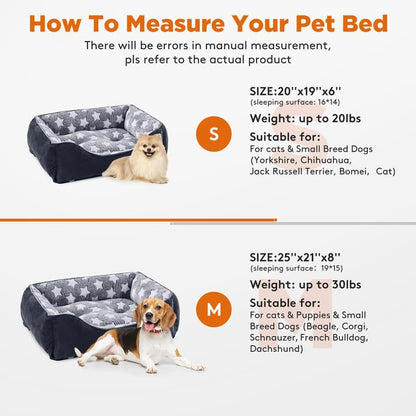 MIXJOY Medium Dog Bed Washable(64x53cm), Super Soft Cosy Dog Beds Grey Pet Bed, Premium Grey Rectangle Puppy Bed for Small Medium Large Dogs, Ideal for Labrador, Chihuahua, Springer Spaniel, etc