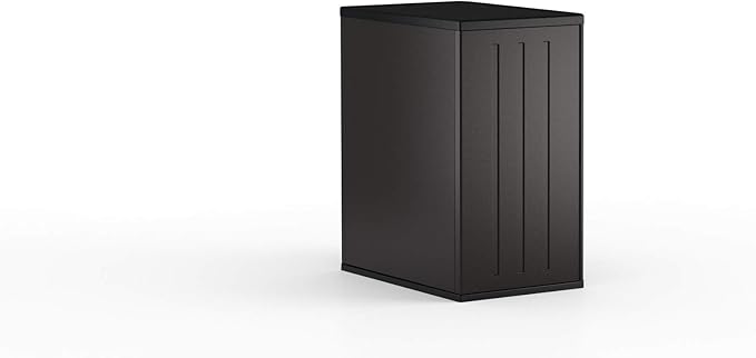 Suncast Heavy-Duty Resin Outdoor Storage Cabinet, 30" W x 20.25" D x 36" H Dark Grey Base Garage Storage Cabinet with Lockable Doors and Metal Reinforced Shelves, Made in The USA