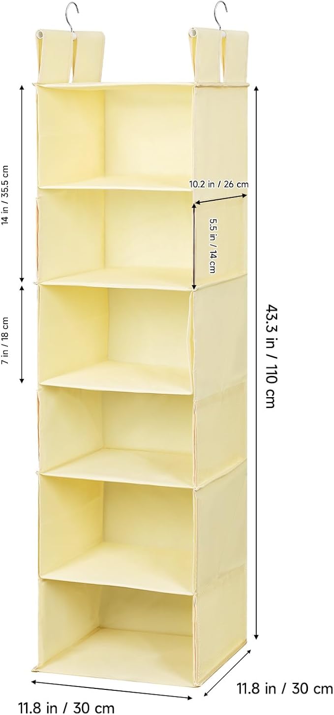 Posprica Interchangeable Hanging Closet Organizer – 6 Slim Tiers or 3 Spacious