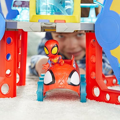 Spidey and His Amazing Friends Web-Spinners Web-Quarters, Kids Playset with Action Figure, Vehicle, and Accessories, Marvel Super Hero Toys, Ages 3 and Up