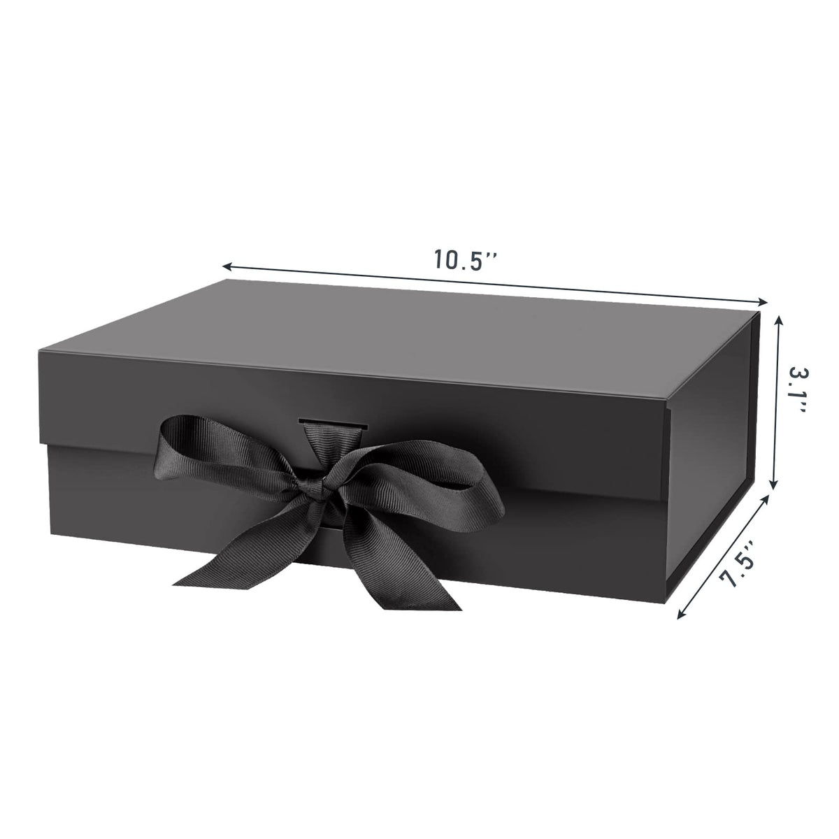 DaiJoob Gift Box with Lid for Presents 10.5x7.5x3.1 Inches with Ribbon and Magnetic Closure(5-Pack) (Black)