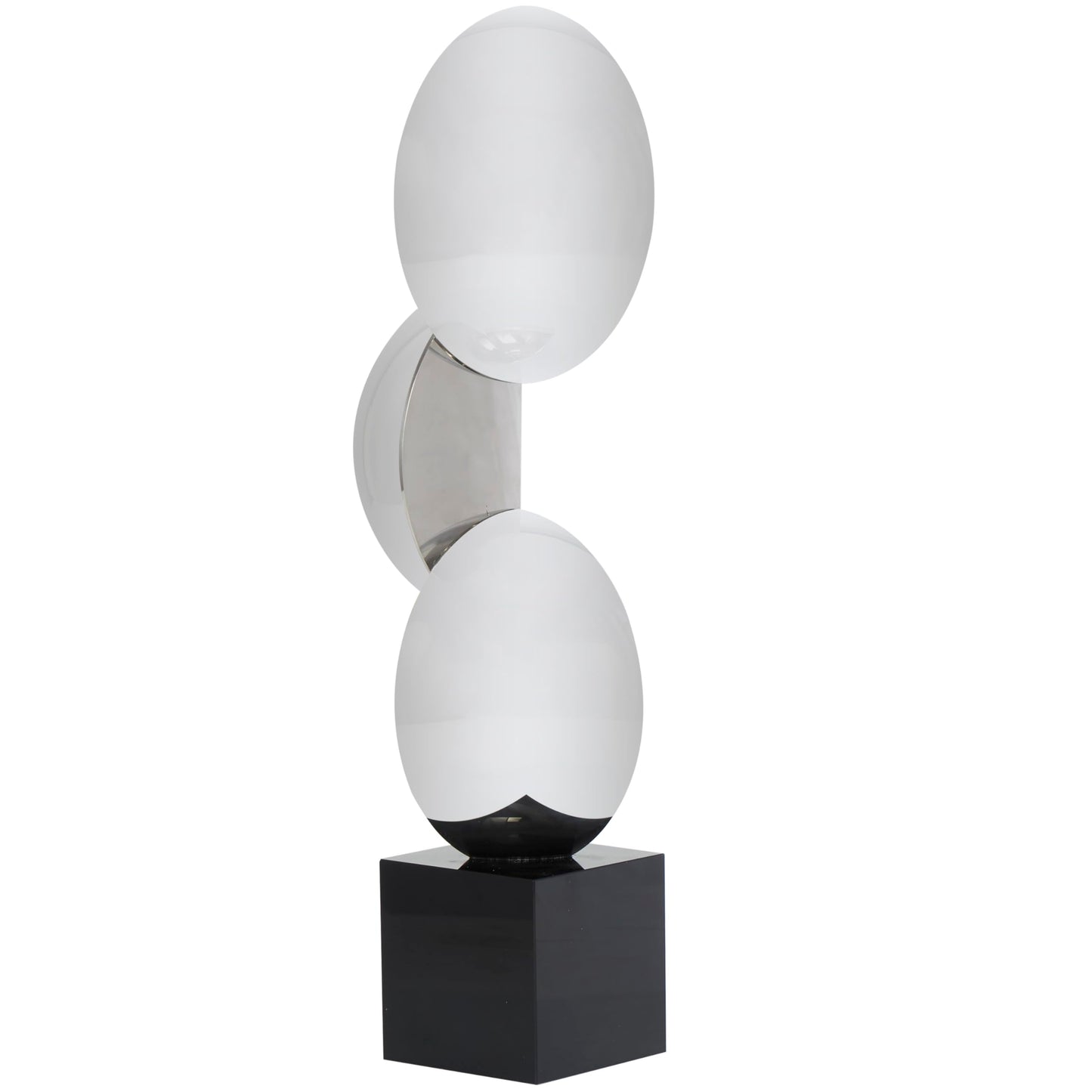 Deco 79 Crystal Geometric Decorative Sculpture Quartered Stacked Orbs Home Decor Statue with Square Black Base, Accent Figurine 5" x 4" x 16", Dark Gray