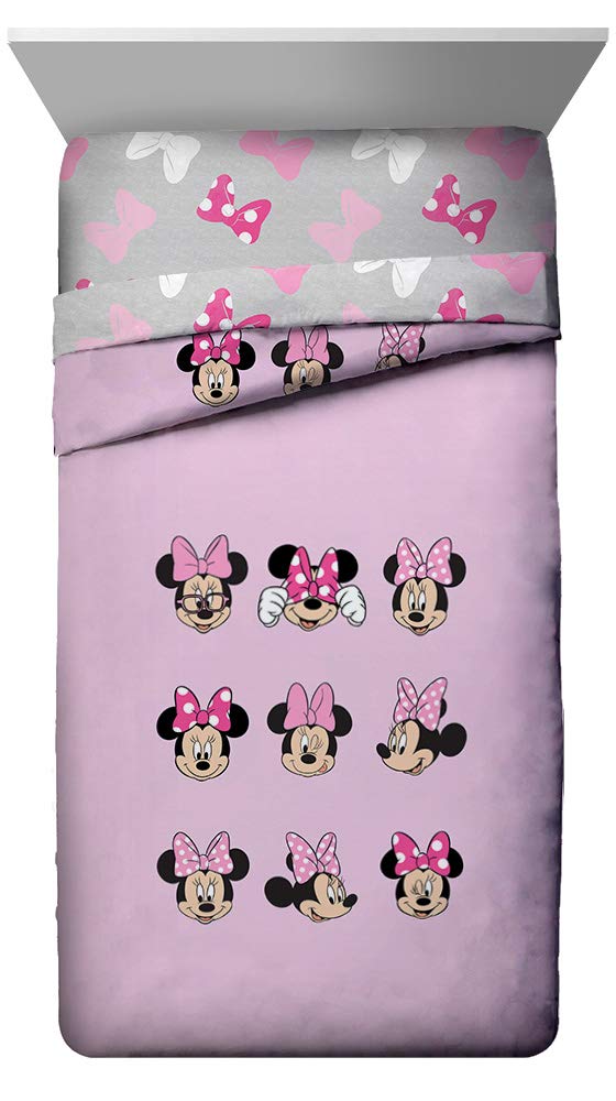 Jay Franco Disney Minnie Mouse Faces 7 Piece Full Bed Set - Includes Comforter & Sheet Set Bedding - Super Soft Fade Resistant Microfiber - (Official Disney Product)